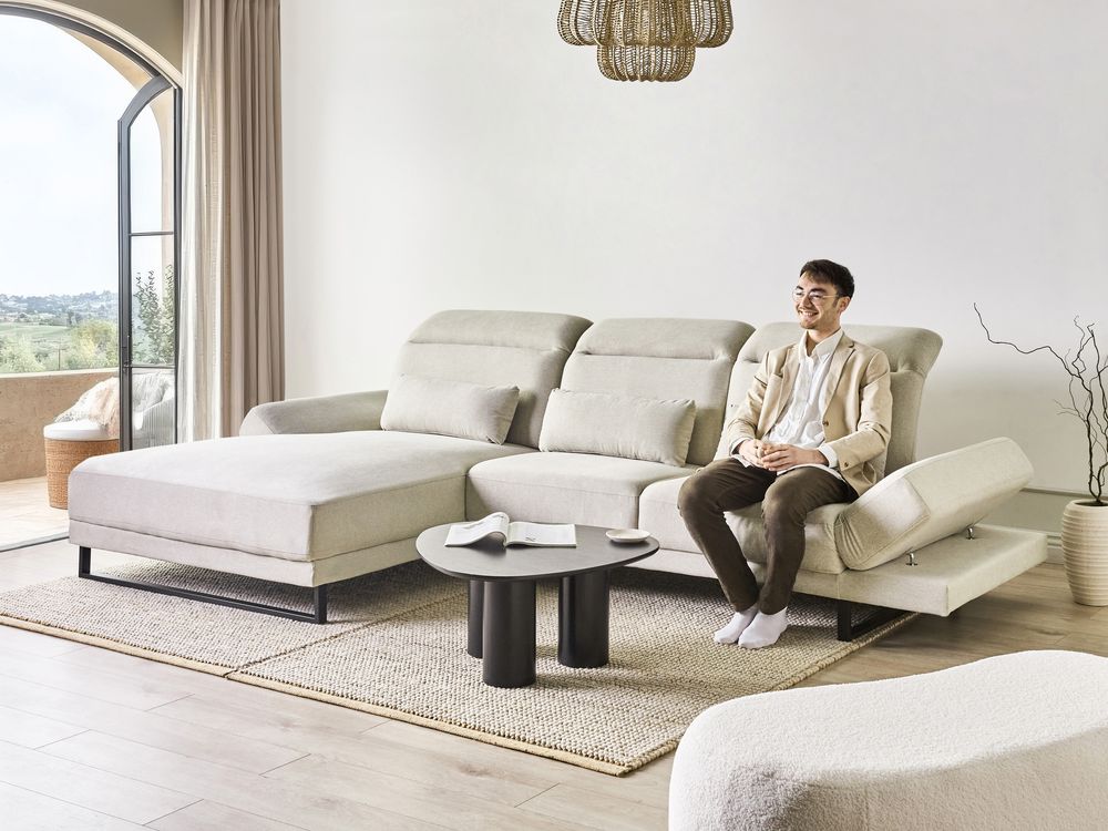 Swivel Armchair DALBY Fabric Light Beige | Beliani.co.uk