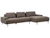 Left Hand Fabric Corner Sofa Brown MARIFERD_903205