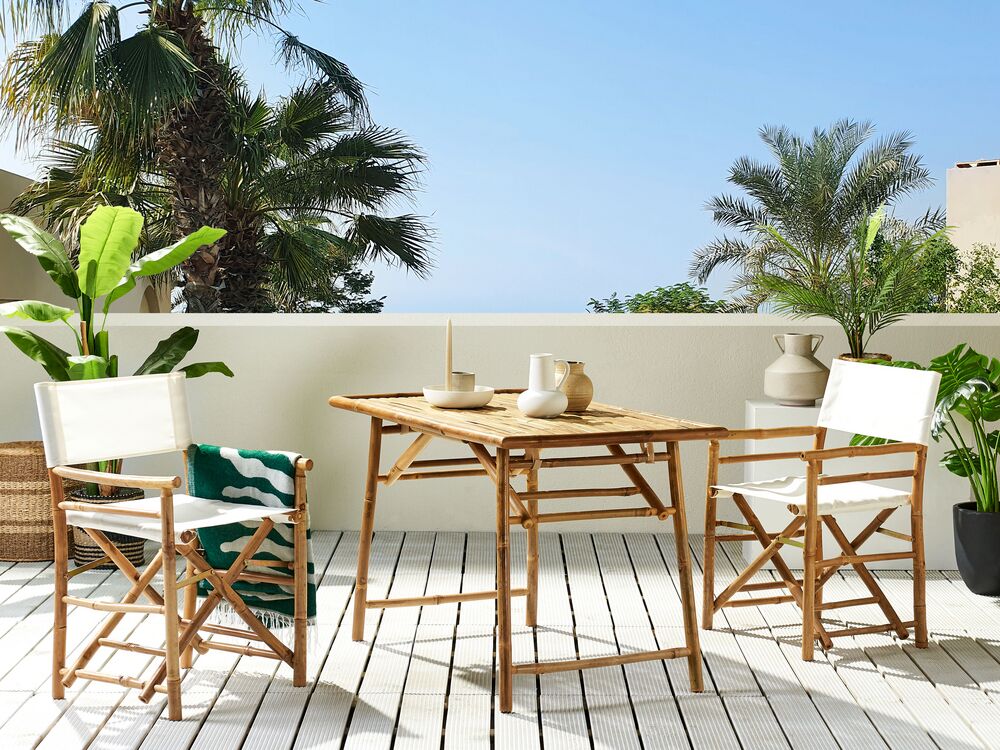 Table de salle à manger de jardin MOLISE 120 cm 69 cm Bambou Marron clair