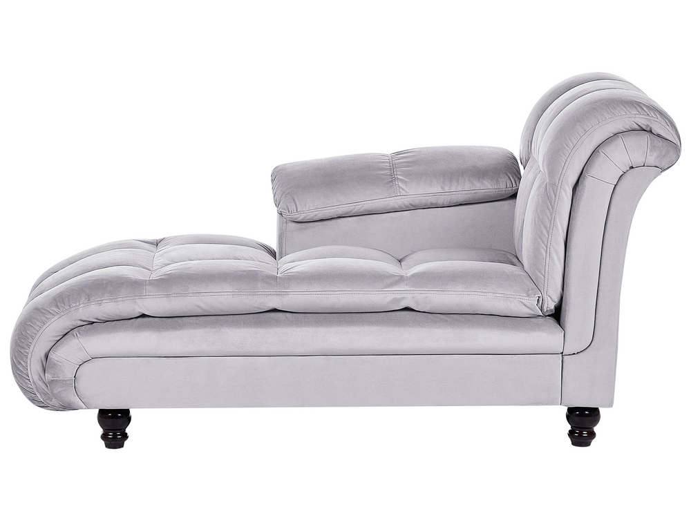 Right Hand Velvet Chaise Lounge Grey LORMONT Beliani.cz