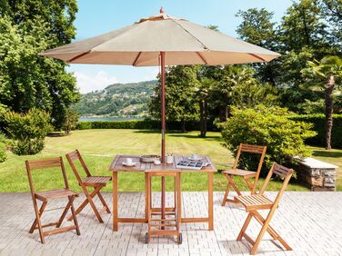 4 Seater Acacia Wood Foldable Garden Dining Set FRASSINE with Parasol (12 Options)