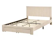 Bett mit Schubladen LONZAC Samtstoff Beige 140 x 200 cm_1014630