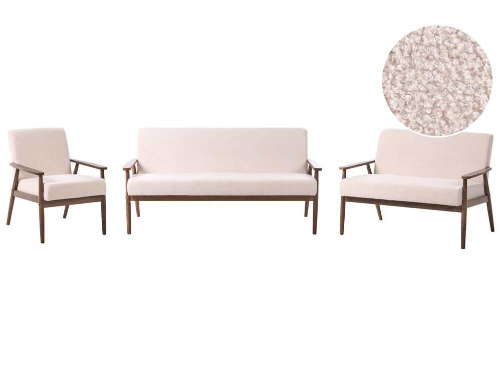 Set da salotto 6 posti ESRUM Bouclé Marrone scuro/Beige