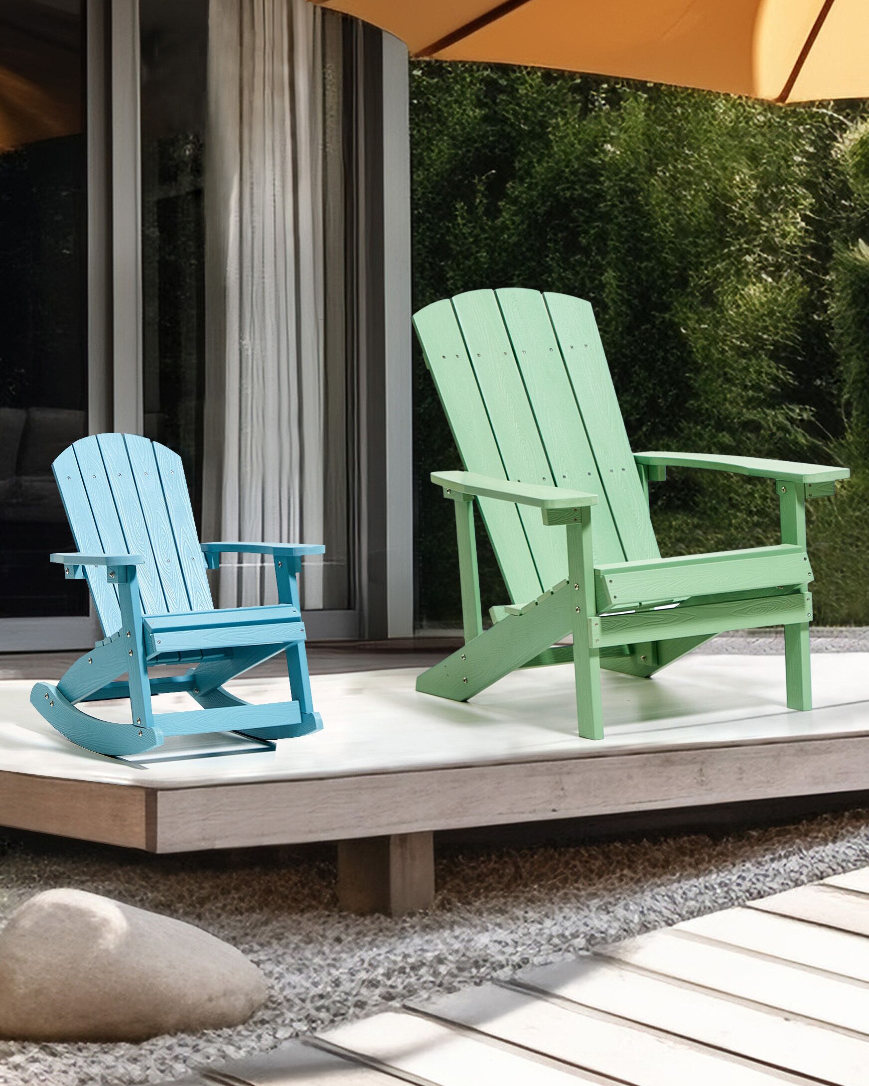 Fotel bujany ogrodowy dla dzieci jasnoniebieski ADIRONDACK_918311