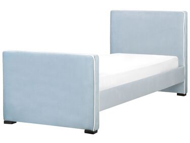 Zamatová posteľ 90 x 200 cm modrá TEENIE