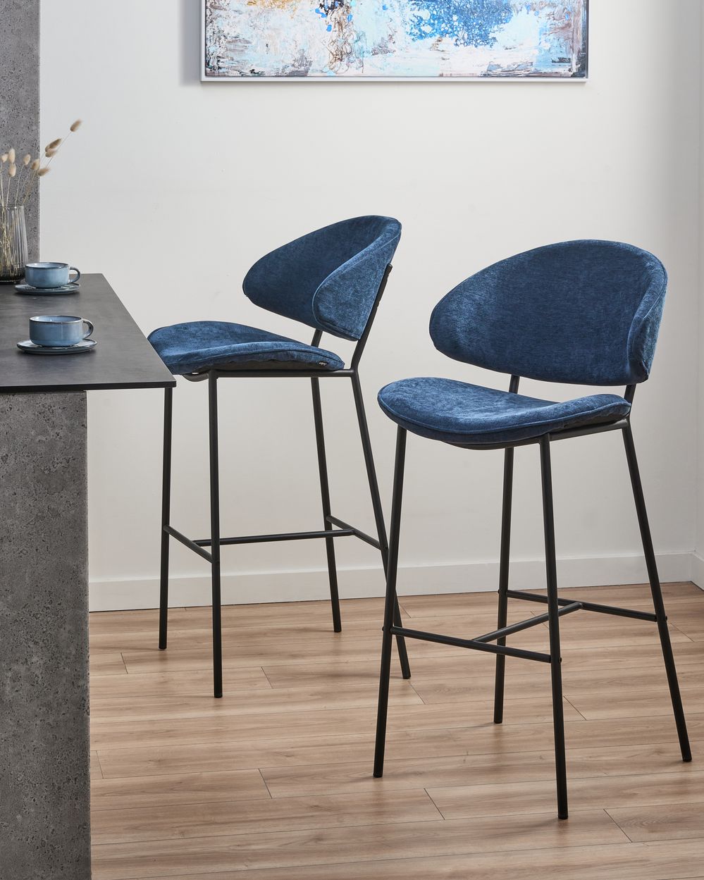 Set van 2 barstoelen KIANA Marineblauw