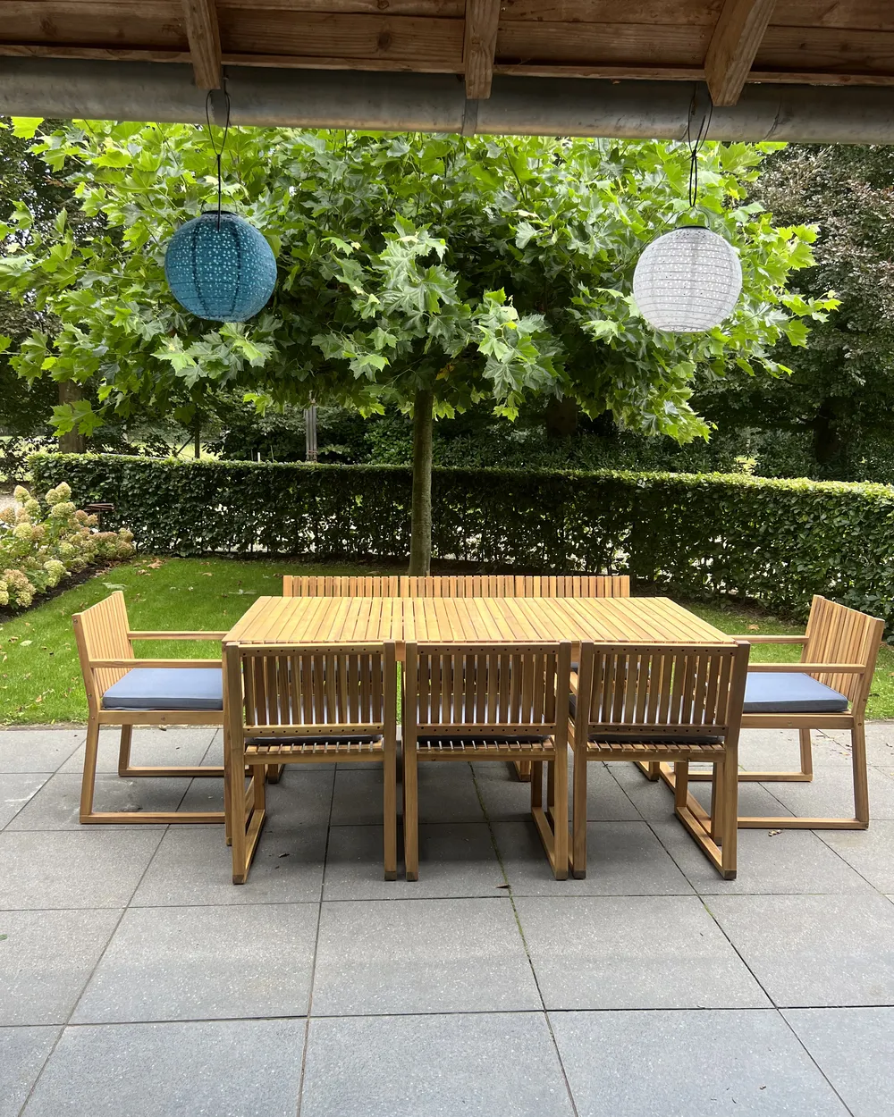 Garden Dining Set 8 Seater SASSARI II with Cushions Certified Acacia Wood Blue_973844