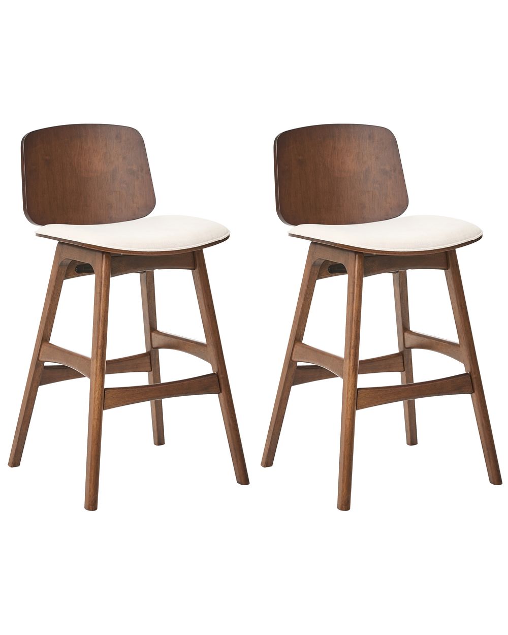 Set di 2 sedie alte CHARLESTON Legno Marrone/Beige chiaro