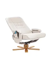 Massage Chair RELAXPRO with Footstool Faux Leather Light Beige_1014373