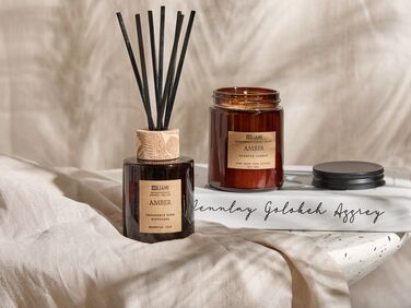 Soy Wax Candle and Reed Diffuser Scented Set Amber DARK ELEGANCE