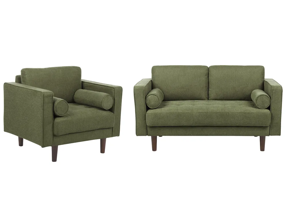 Living Room Set 3 Seater NURMO Fabric Dark Green