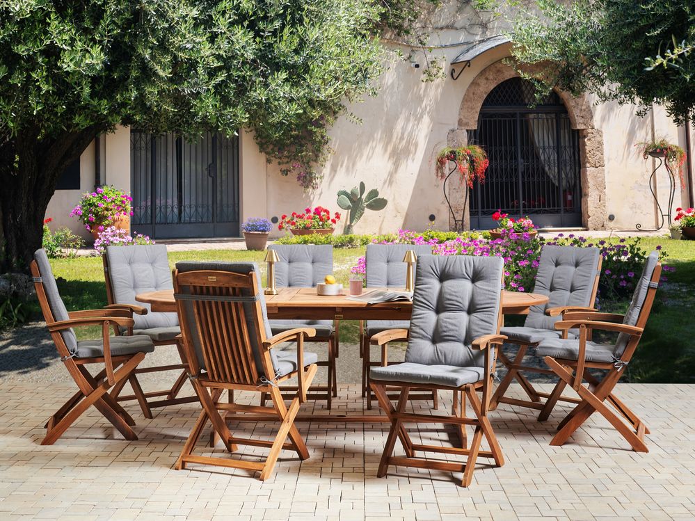 Set da pranzo da giardino 8 posti MAUI PREMIUM Legno d'acacia Grigio melange