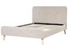 Letto con rete a doghe tessuto beige 140 x 200 cm RENNES_684069