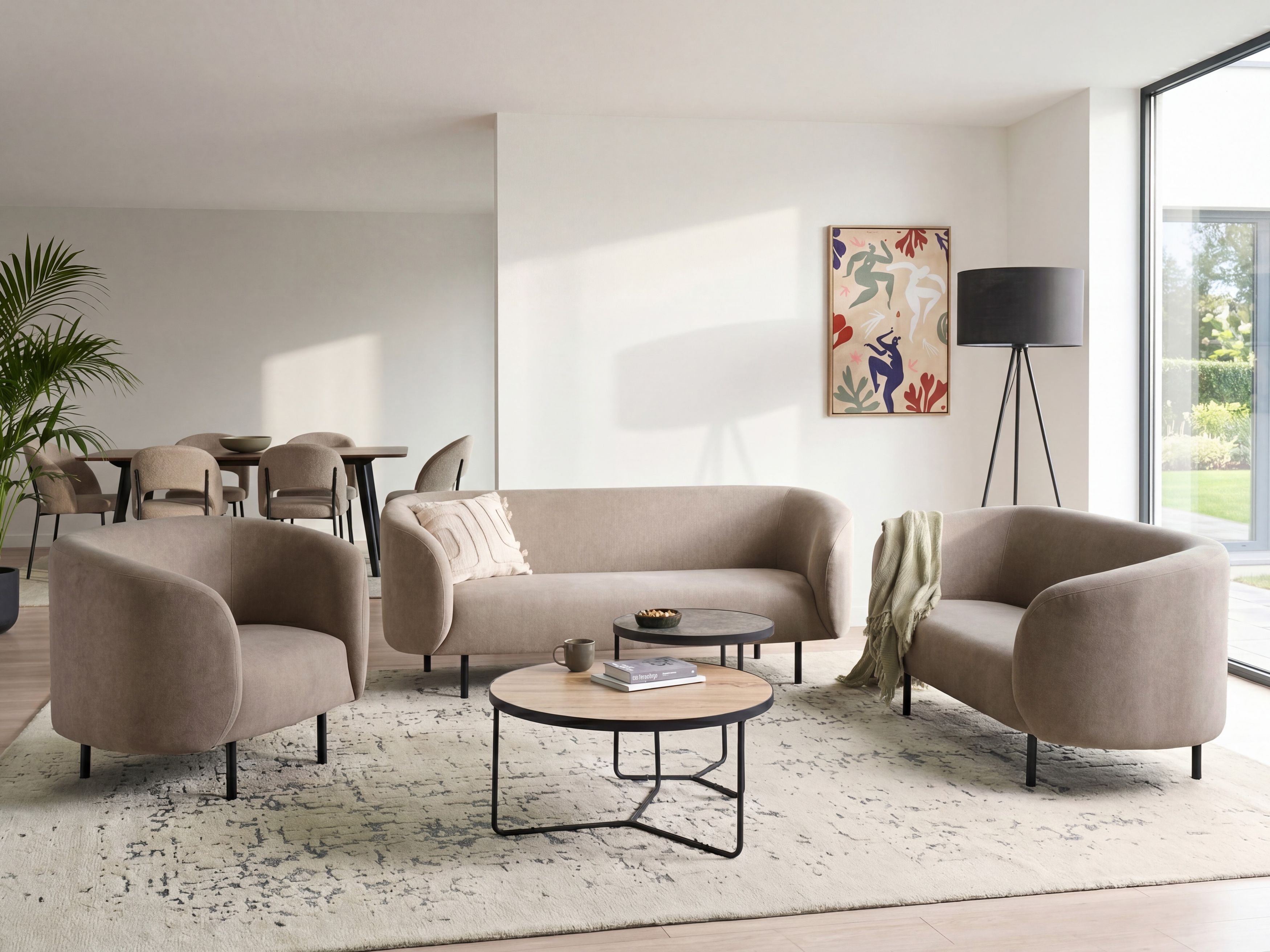 Bank 3-zitter LOEN Stof Taupe | Beliani.nl