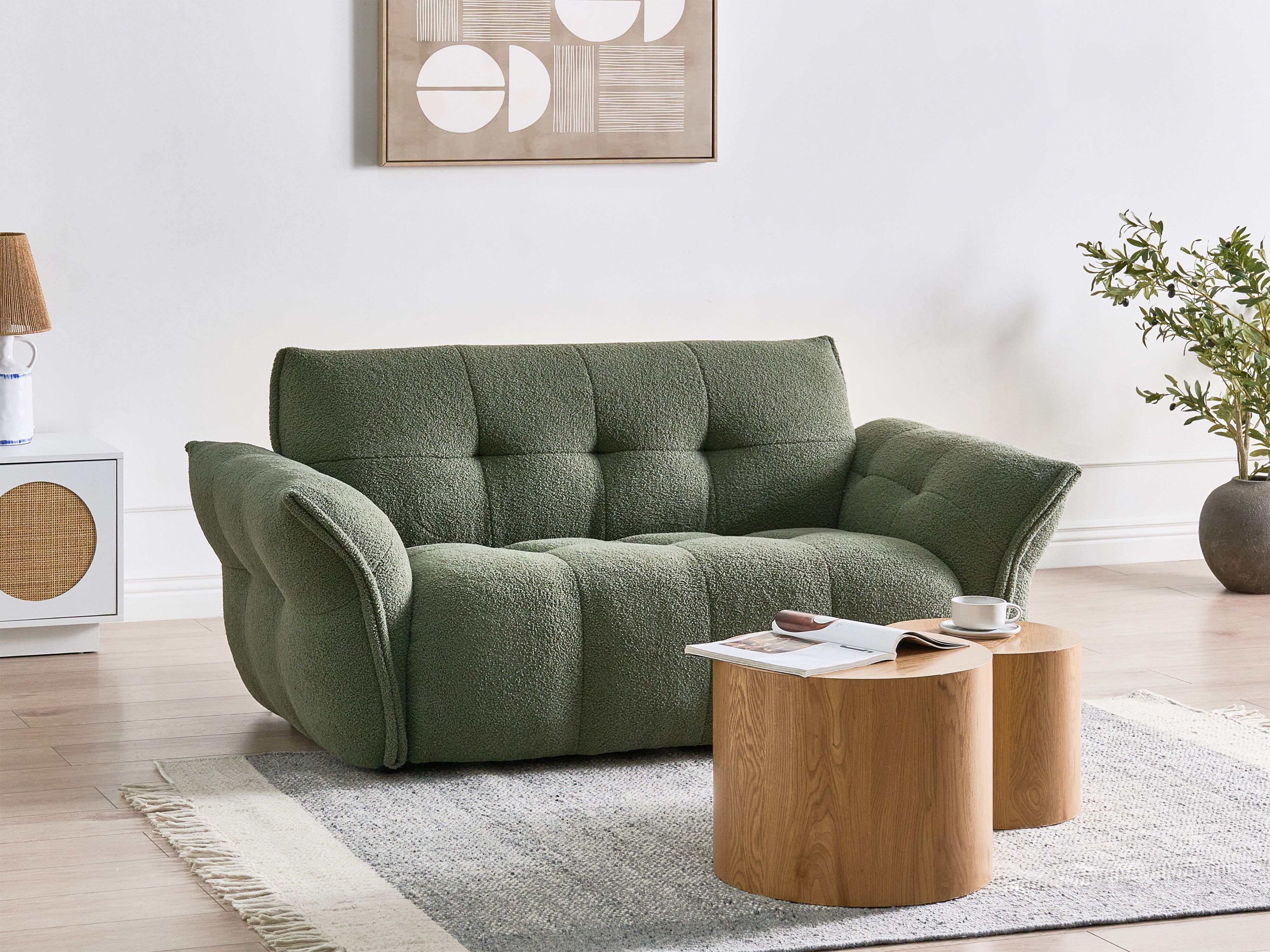 Soffa 2-sits HALBA Bouclé Grön | Beliani.se