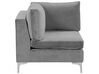 Left Hand 4 Seater Modular Velvet Corner Sofa with Ottoman Grey EVJA_789048