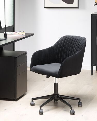 Velvet Desk Chair Black VENICE 