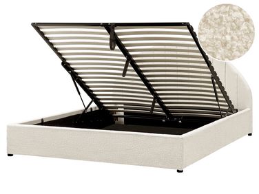 Lit ottoman Bouclé CHADENET 160 x 200 cm Blanc cassé