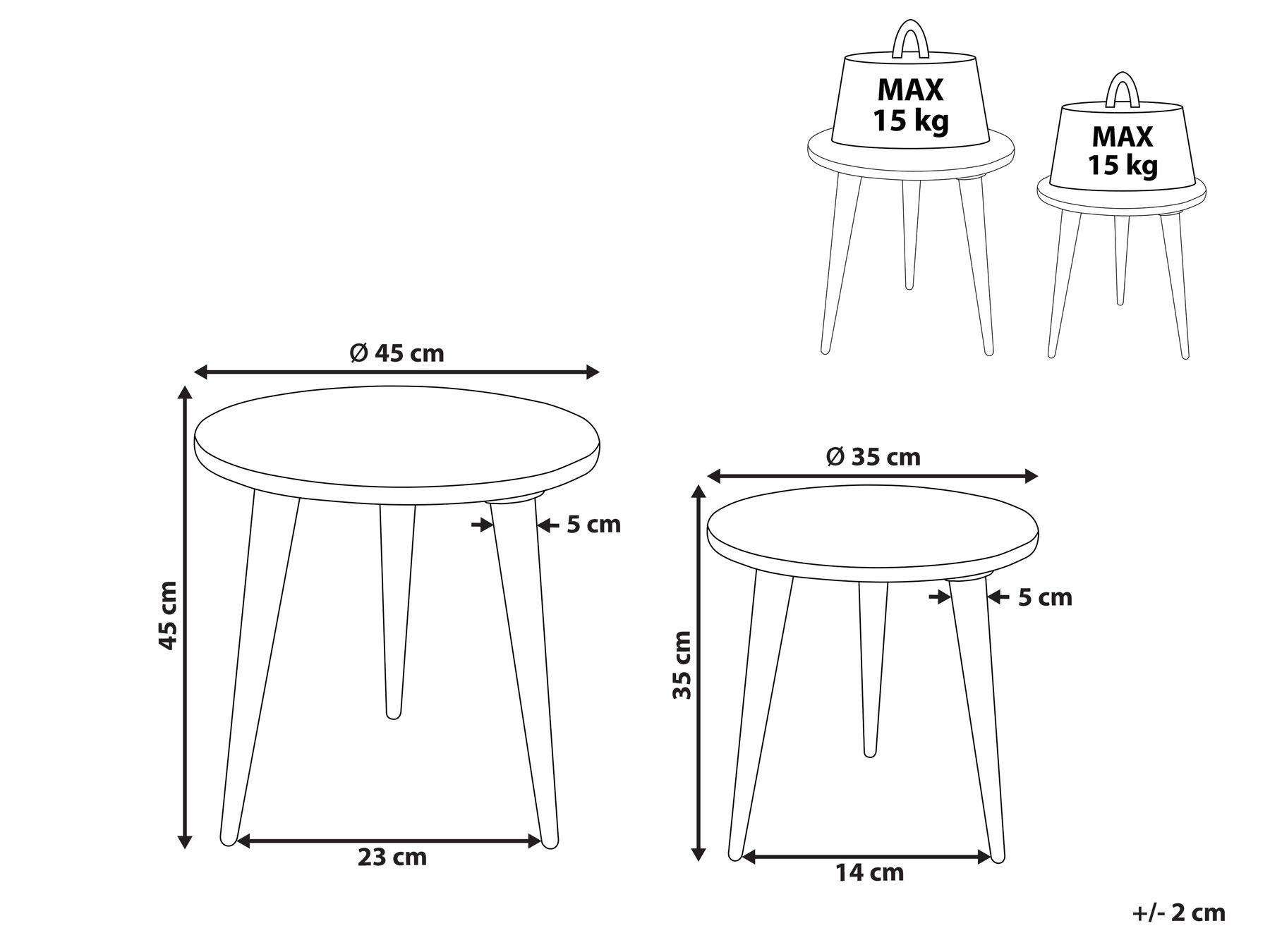 Set of 2 Side Tables UDAY Mango Wood White_857126