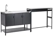 2 Piece Outdoor Kitchen Set with Sink MAENZA Black Metal_981439