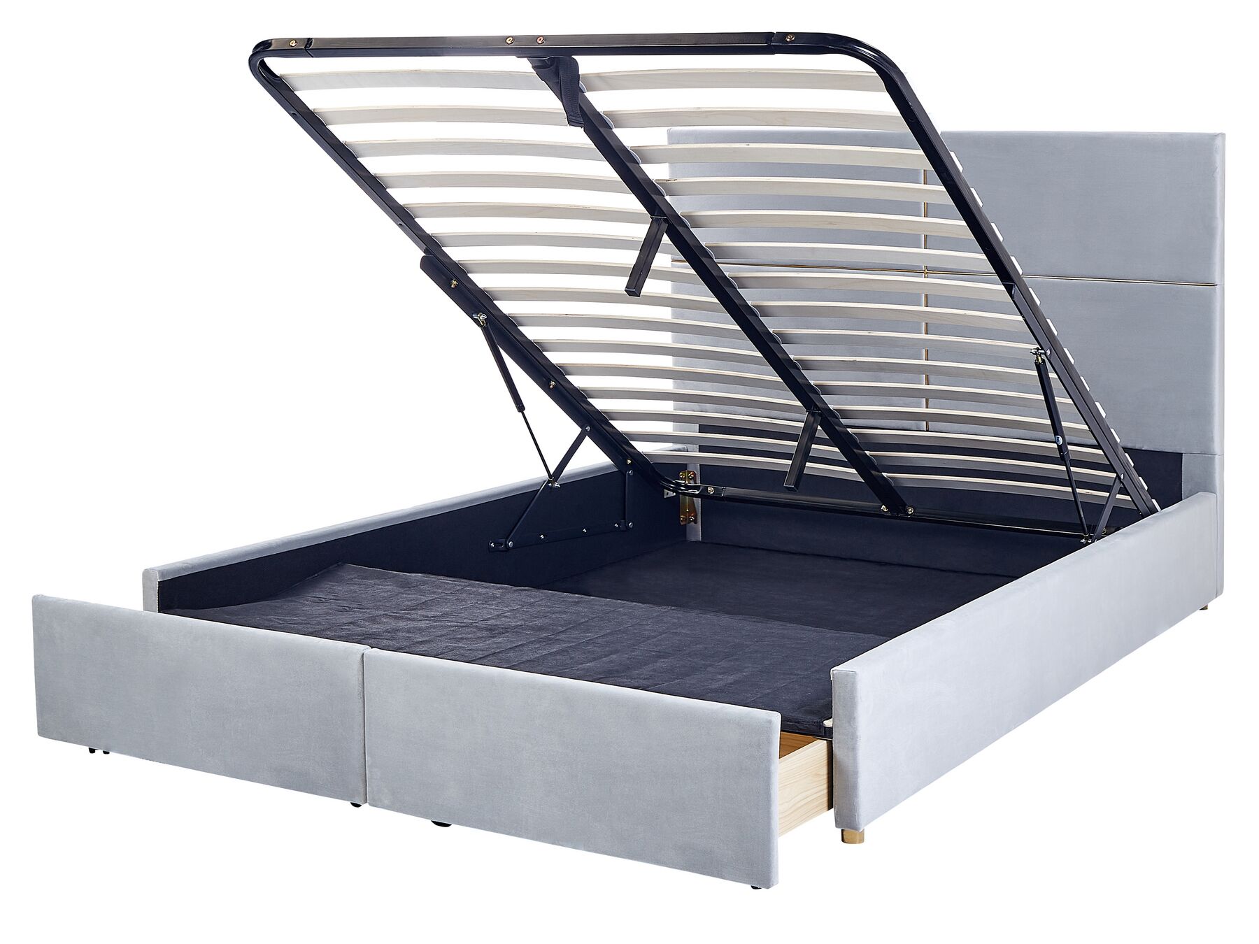 Sametová postel s úložným prostorem 160 x 200 cm světle šedá VERNOYES_861490