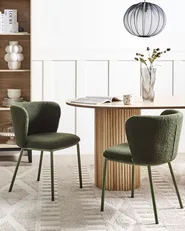Set di 2 sedie da pranzo MINA II Bouclé Verde scuro_954482