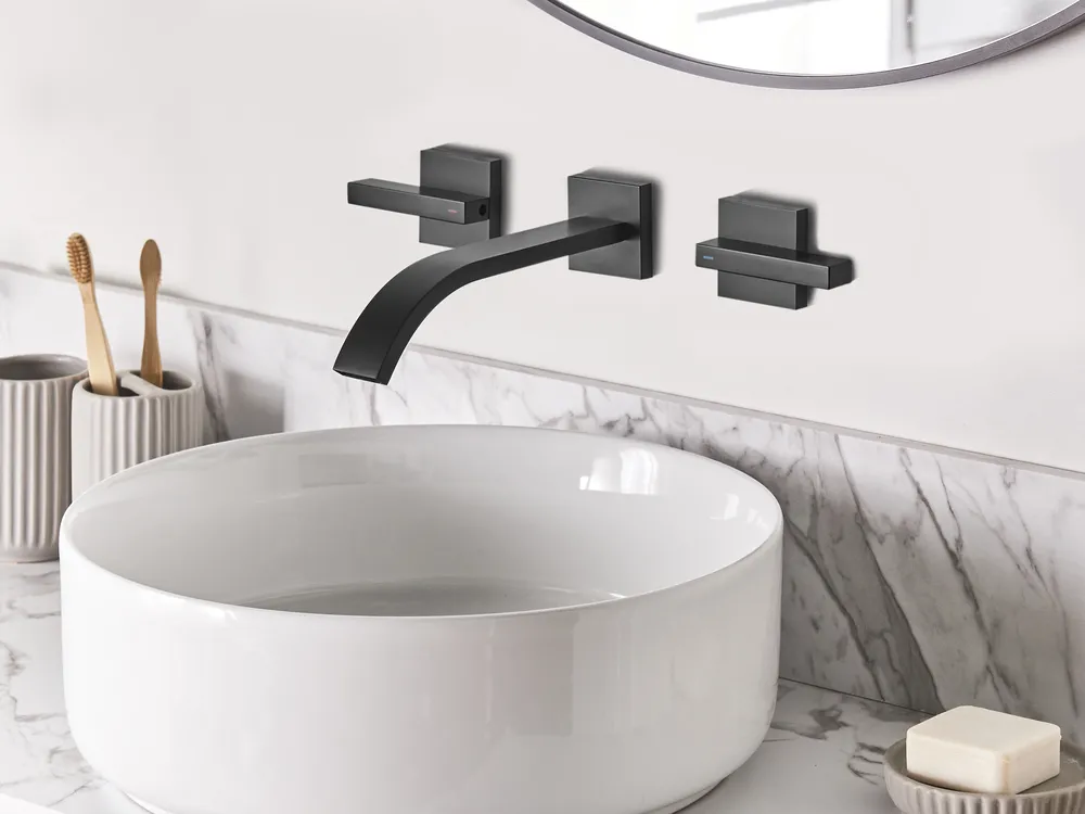 Wall Mounted Basin Mixer Tap BERRACO Brass Black