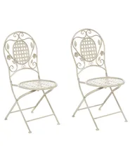 Set of 2 Garden Chairs BIVIO Folding Metal Off-White_806678