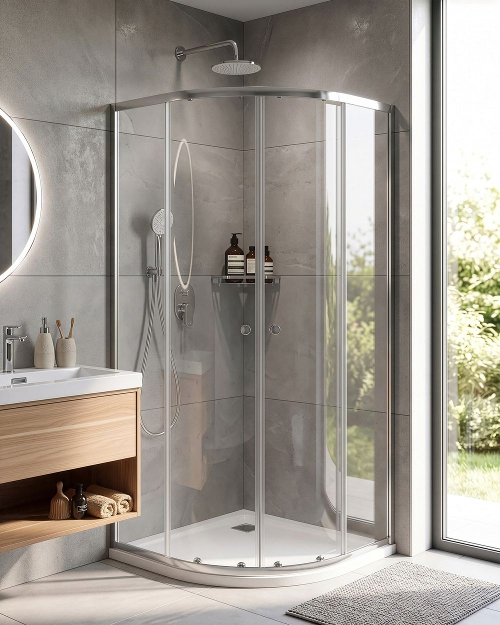 Shower Enclosure ONELLI 900 x 900 x 1900 mm Silver