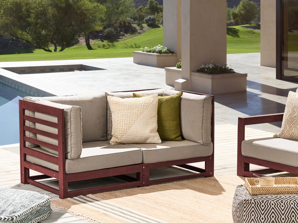 Sofá de jardín 2 plazas TRANI modular Madera de acacia certificada Rojo oscuro