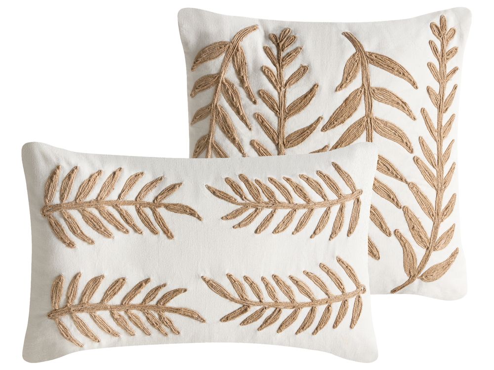 Set van 2 sierkussens GARCINIA 30 x 50 cm 45 x 45 cm Katoen Wit bloempatroon