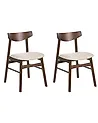 Set of 2 Dining Chairs SMILEY Wood Brown/ Beige