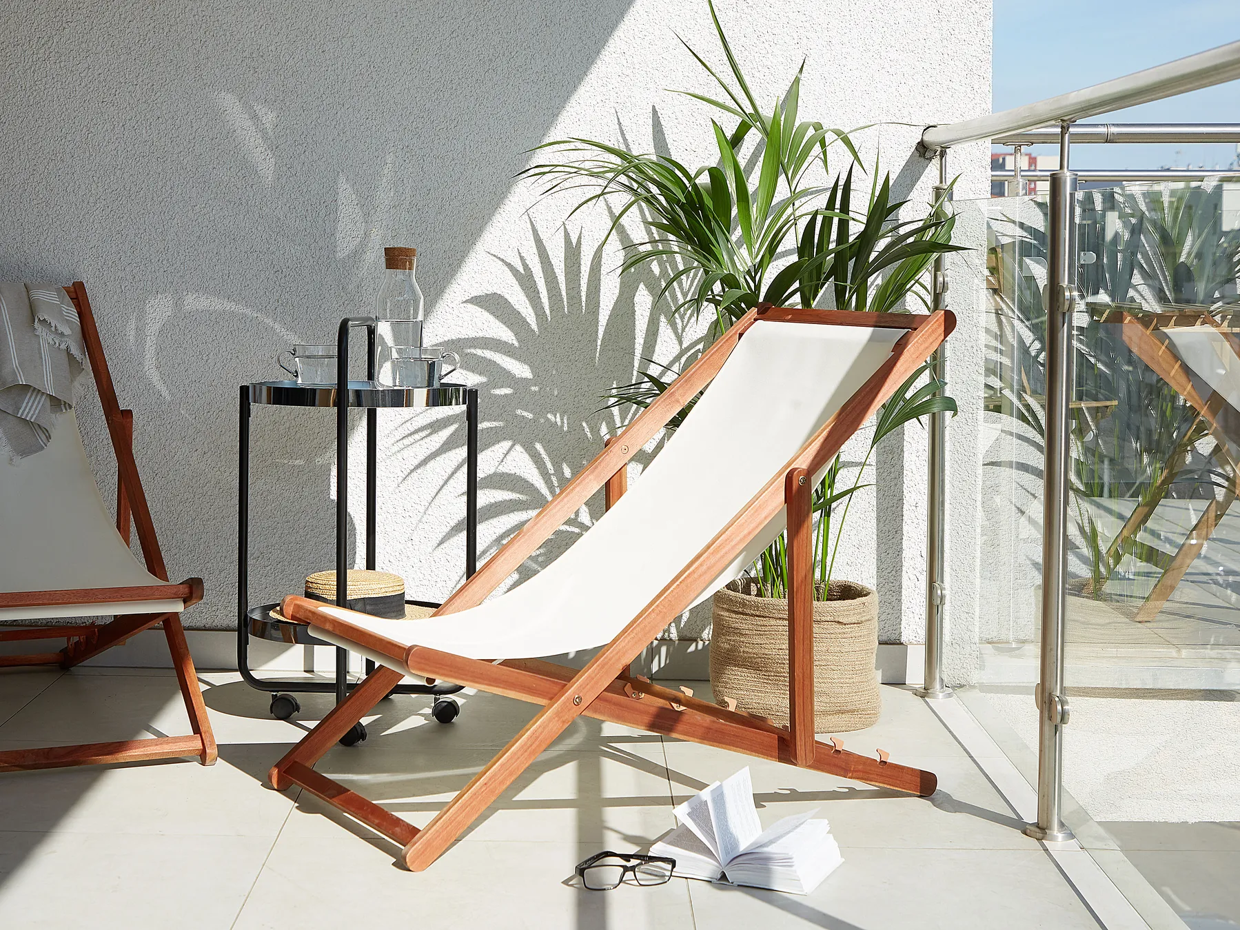 Folding Deck Chair ANZIO Acacia Wood Dark Brown_779429