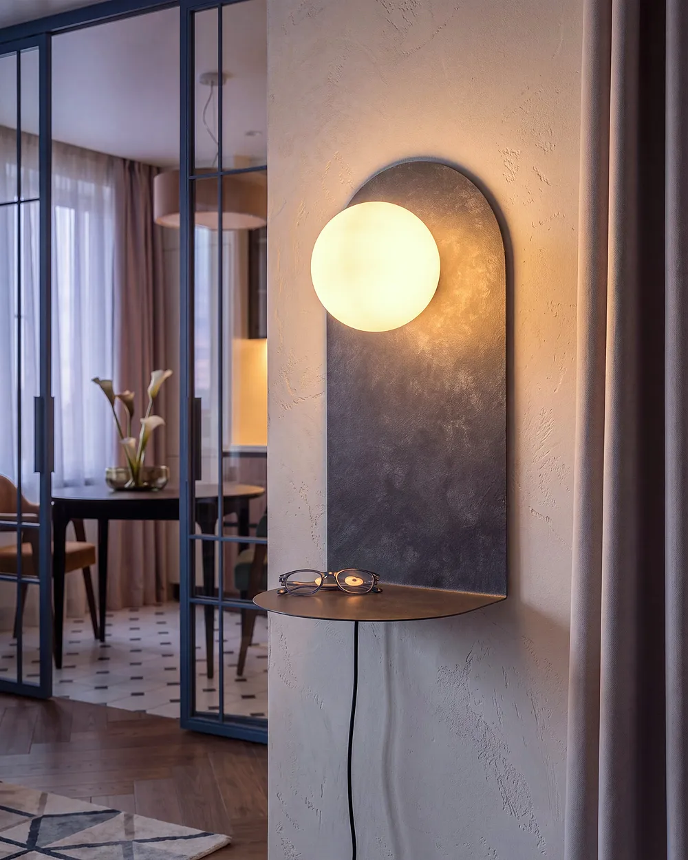 Lampa ścienna MAPI z półką Metal Grafitowy_1153833