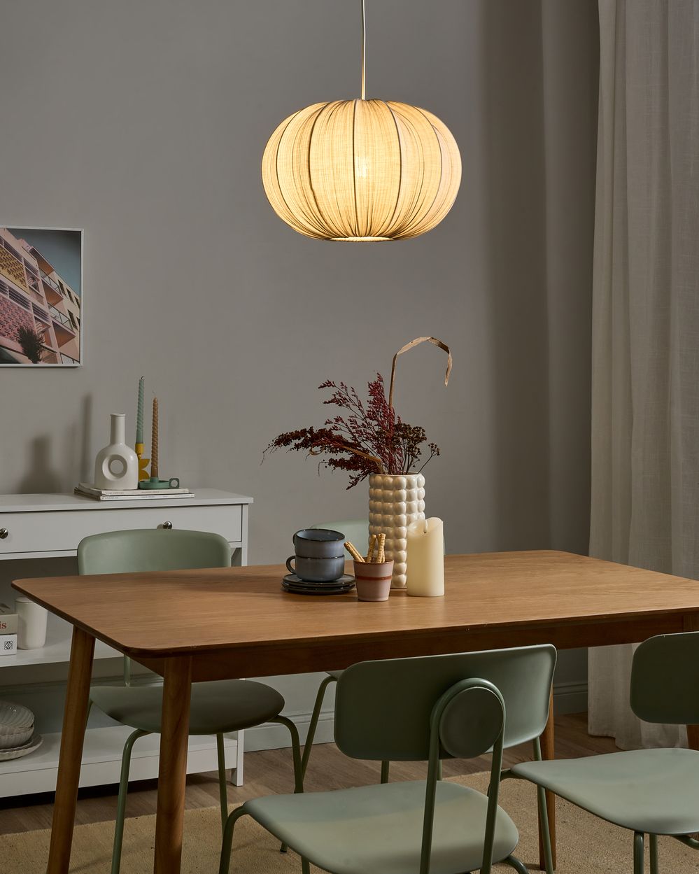 Pendant Lamp OKER Fabric Grey
