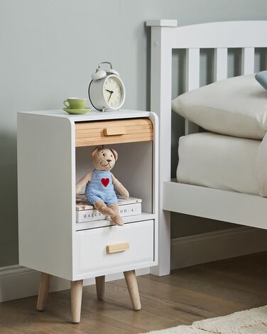 1 Drawer Wooden Bedside Table White NESIKA