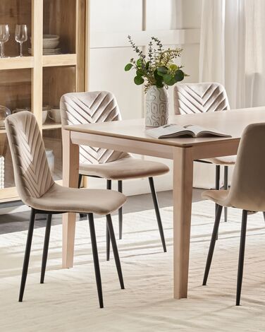 Set of 4 Velvet Dining Chairs Taupe HAVRE