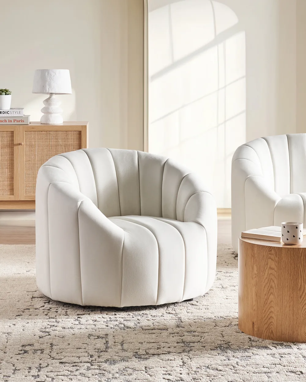 Armchair MALUNG Velvet Off-White