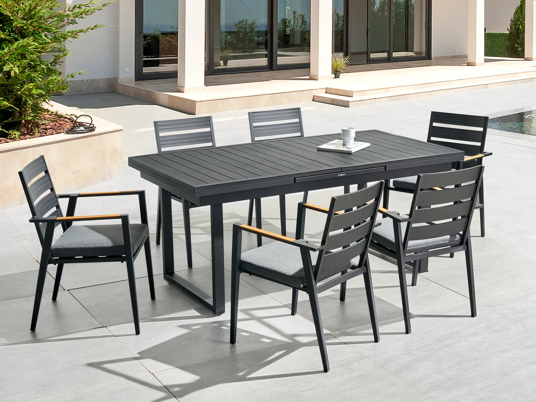 Set da pranzo da giardino 6 posti VALCANETTO/TAVIANO Metallo Nero_846146