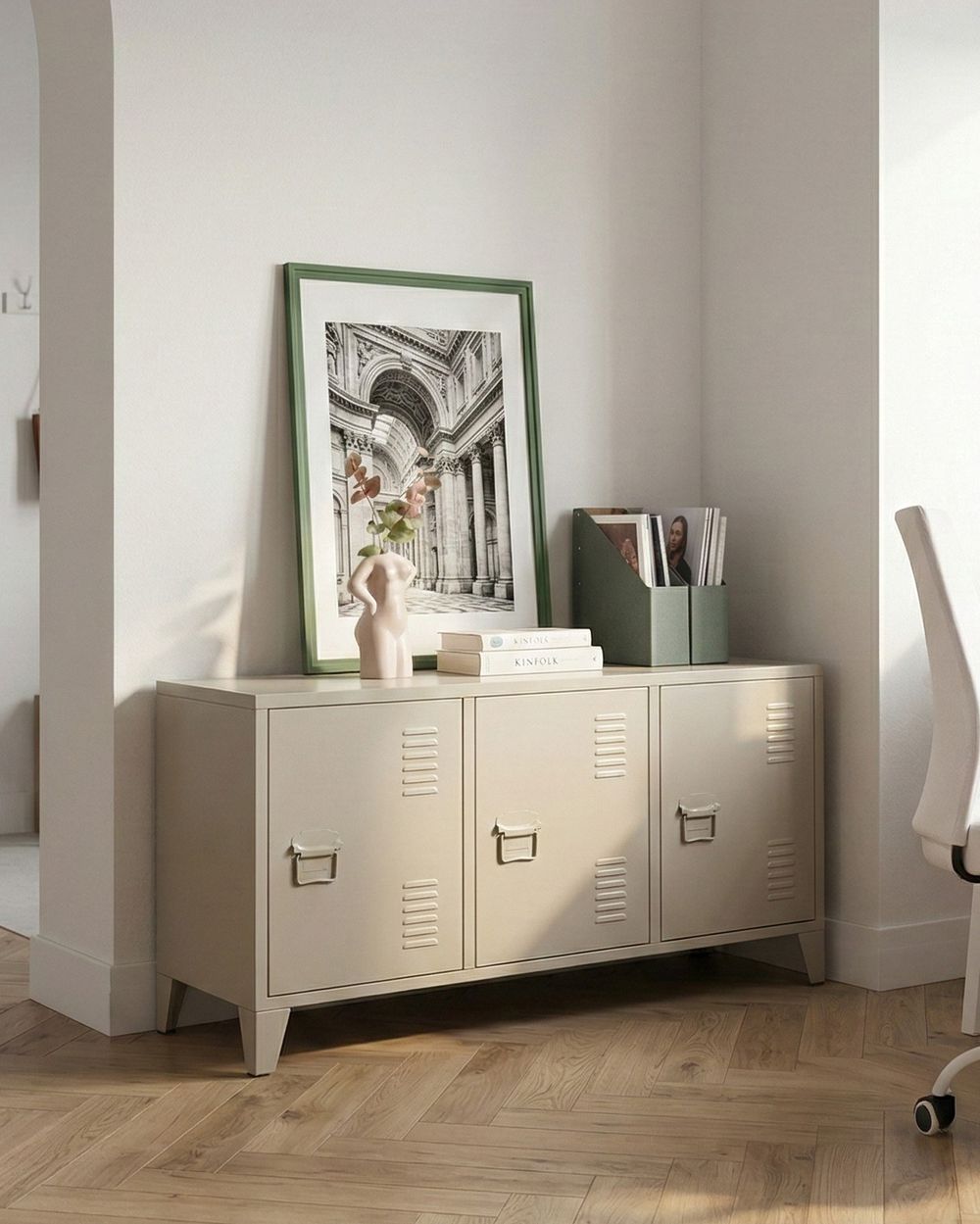 Meuble de rangement CARDIFF Métal Beige clair