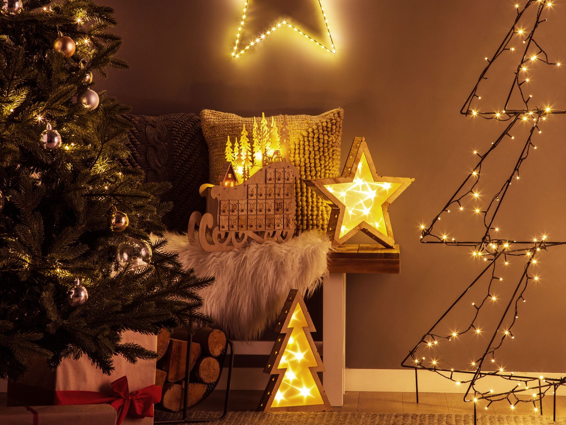 Juletre med LED lys lyst tre 35 cm JUVA_812433