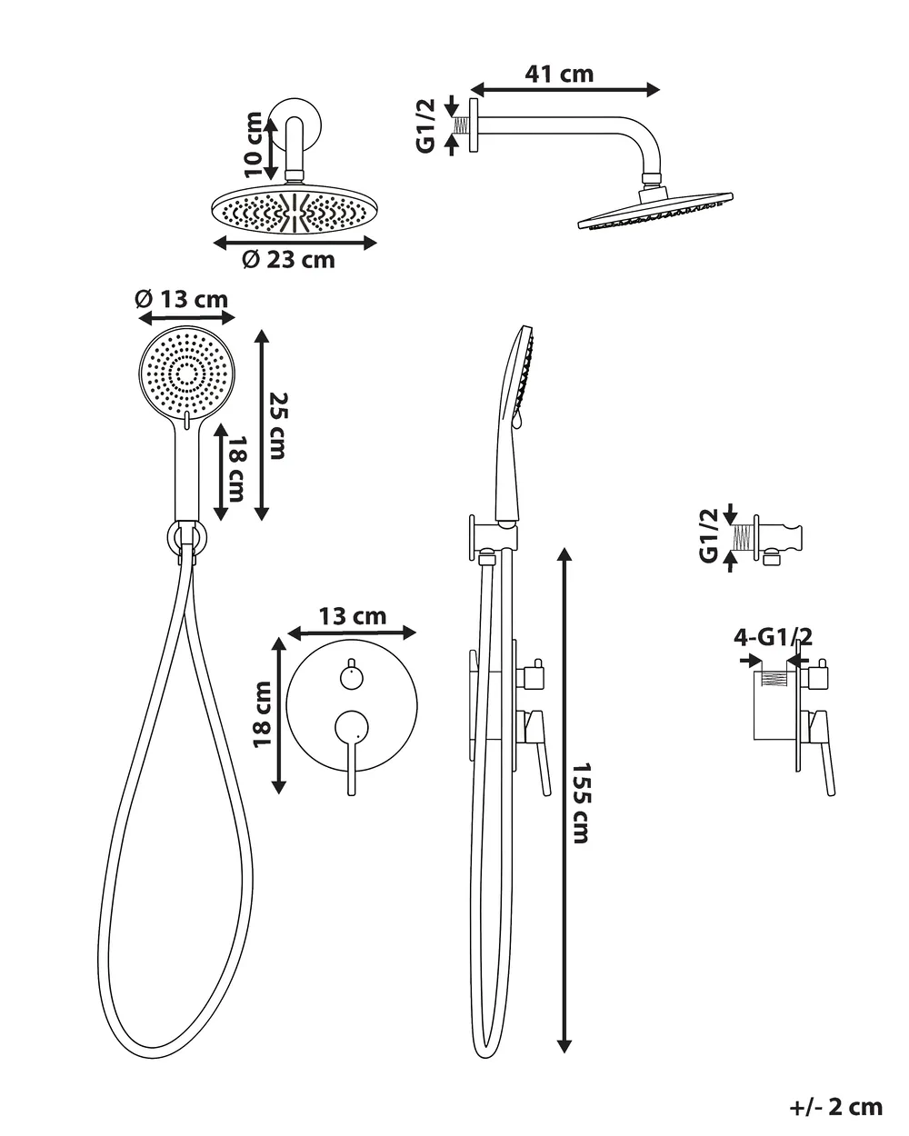 Concealed Shower Set with Rainshower PUELO Silver_1000142
