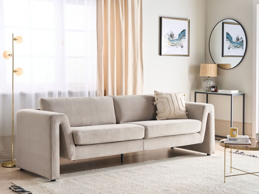 Sofa 3-Sitzer MAUNU Samtstoff Taupe