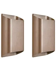 Set of 2 Outdoor LED Wall Lights MASHIE Brown_1103045