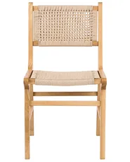 Set of 2 Dining Chairs OZELLA Wood Light Brown/ Beige_985722