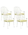 Set of 4 Garden Chairs with Cushions ANCONA Metal Off-White