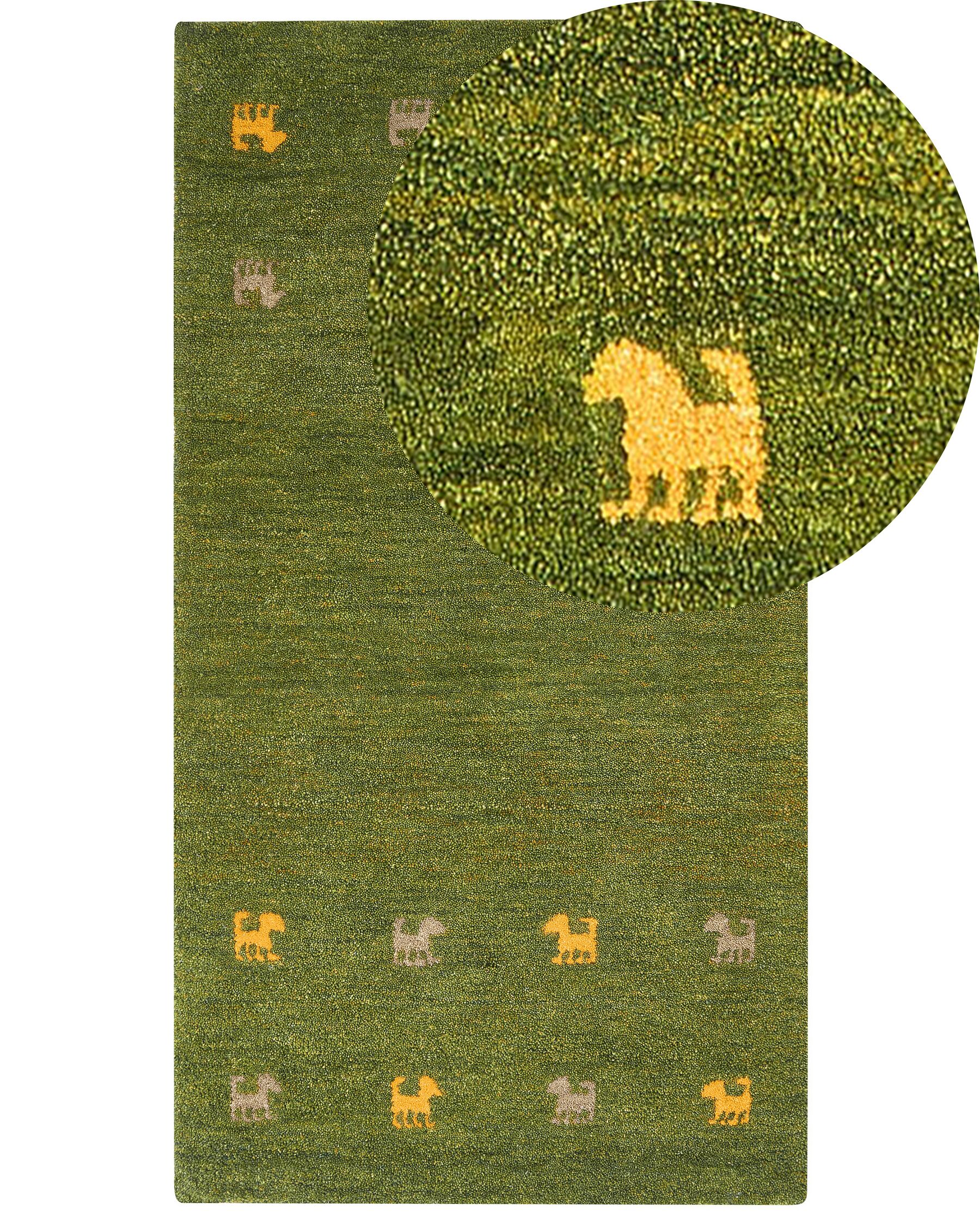 Wool Gabbeh Area Rug 80 x 150 cm Green YULAFI _855741