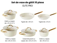 Set de 10 piese pentru gătit ELITE PRO Alb-murdar_992893