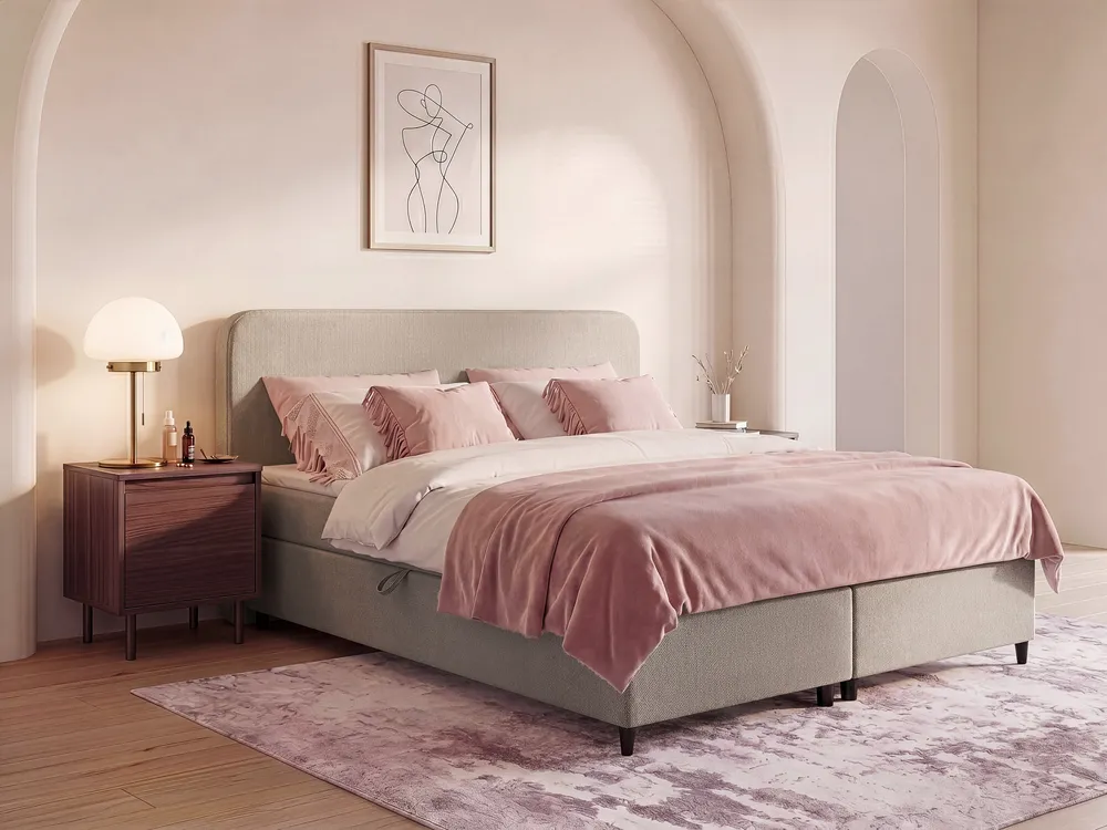 Divan Bed with Storage Fabric REGENT 180 x 200 cm (EU Super King) Taupe