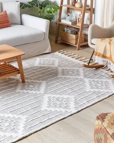 Outdoor Area Rug 160 x 230 cm Grey and White TABIAT